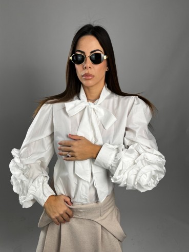 camicia rouches bianca