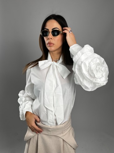 camicia rouches bianca