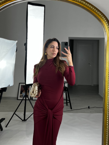 Midi Dress nodo bordeaux