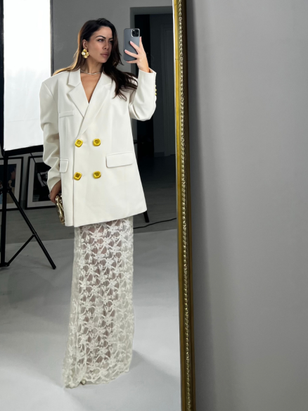 Maxi skirt in pizzo panna Maxi skirt in pizzo panna