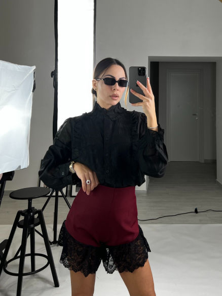shorts in pizzo bordeaux shorts in pizzo bordeaux