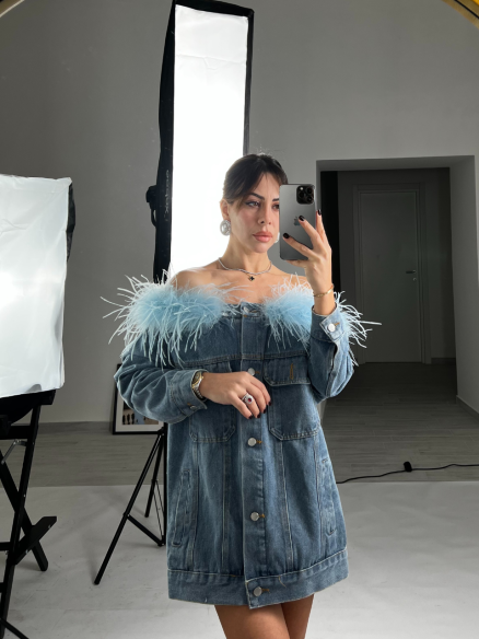 giubbino in denim plumetis giubbino in denim plumetis