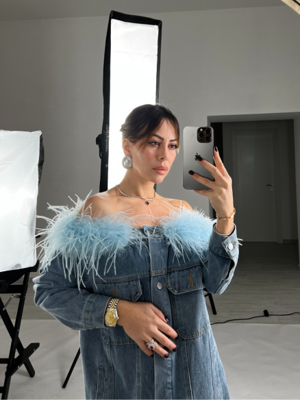 giubbino in denim plumetis giubbino in denim plumetis