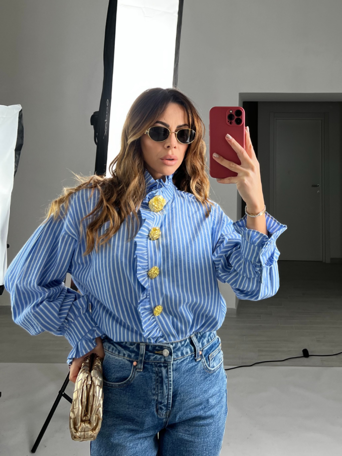 camicia pepita celeste 2