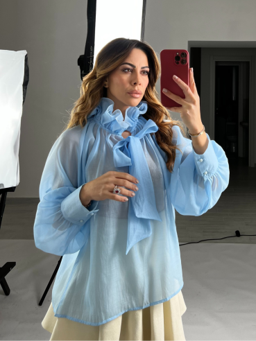 Blusa chiffon cielo