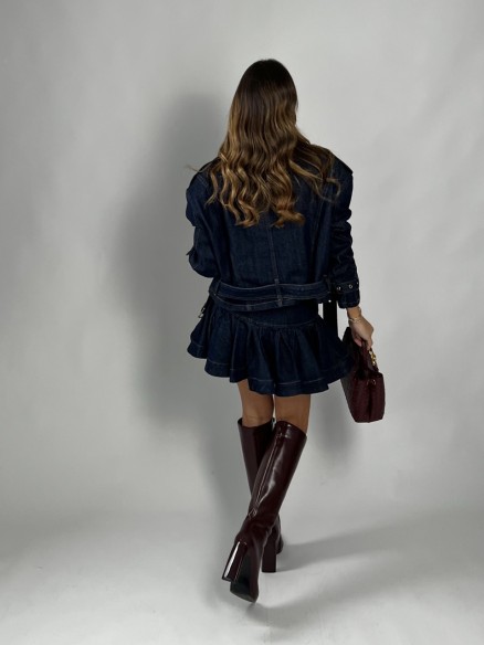 set biker in denim set biker in denim