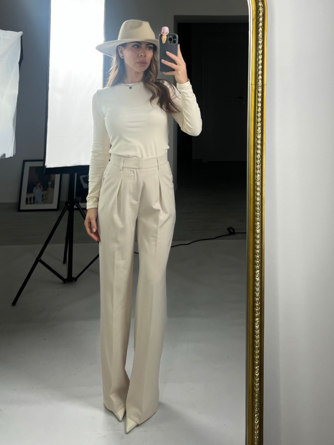 Pantalone classico panna 2