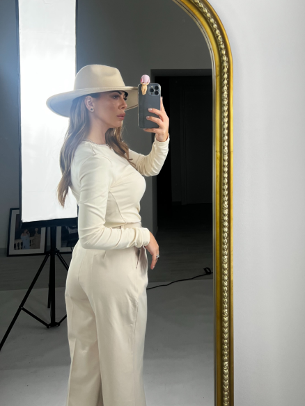 Pantalone classico panna