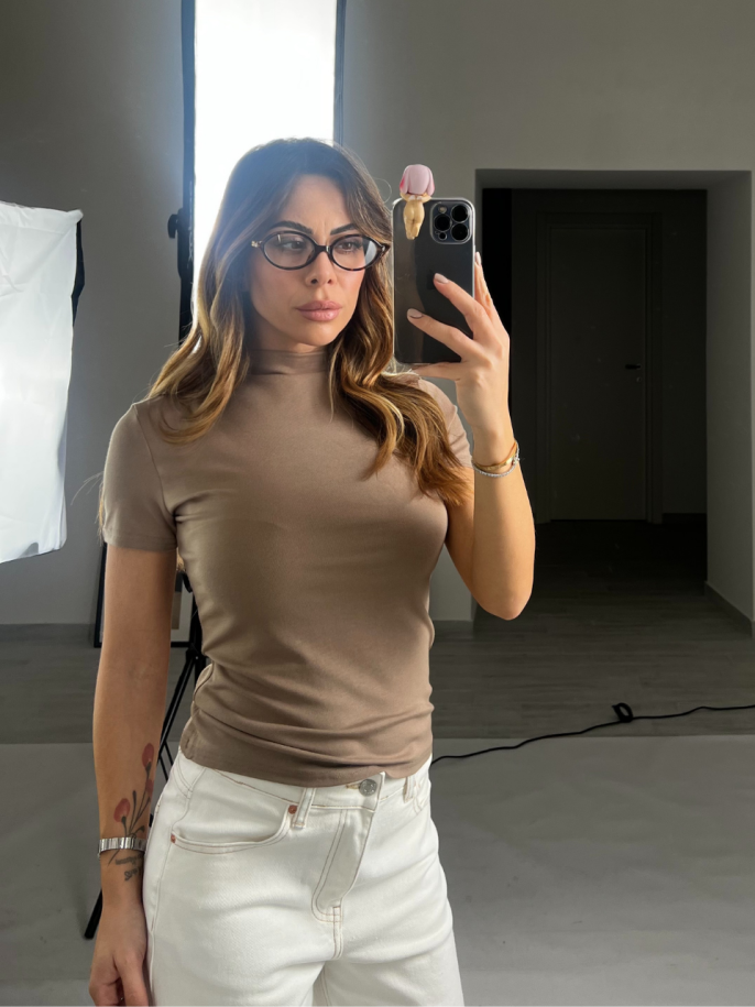 Mezzocollo manica corta fango