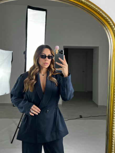 Tailleur spallina imbottita Blu