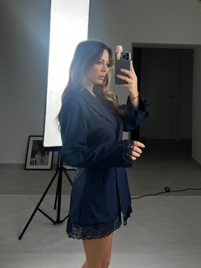 Blazer dress pizzo blu 2