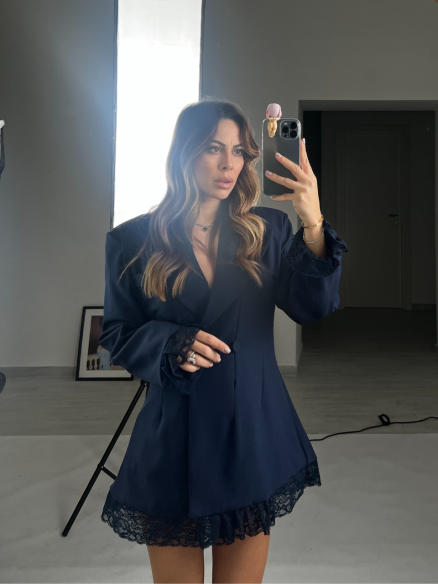 Blazer dress pizzo blu