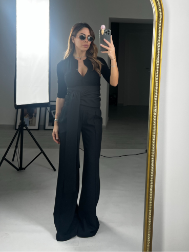 Pantalone palazzo fusciacca nero
