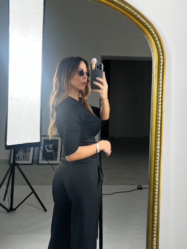 Pantalone palazzo fusciacca nero
