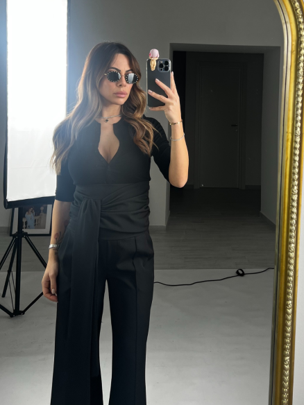 Pantalone palazzo fusciacca nero Pantalone palazzo fusciacca nero