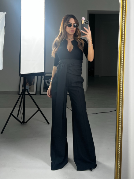 Pantalone palazzo fusciacca nero Pantalone palazzo fusciacca nero