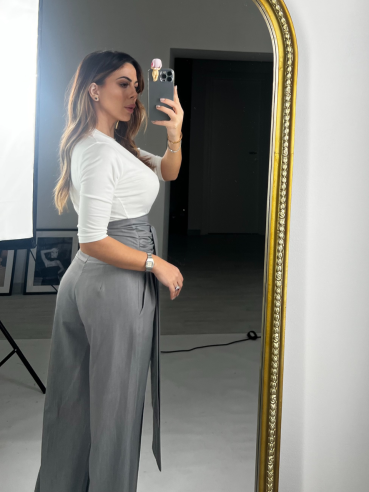 Pantalone palazzo fusciacca grigio