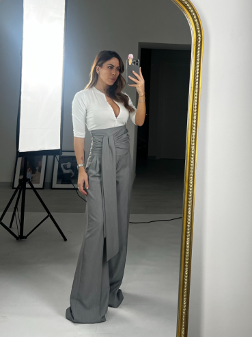 Pantalone palazzo fusciacca grigio