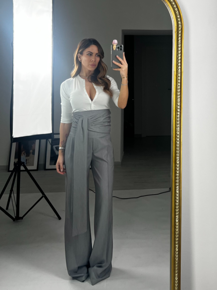 Pantalone palazzo fusciacca grigio Pantalone palazzo fusciacca grigio