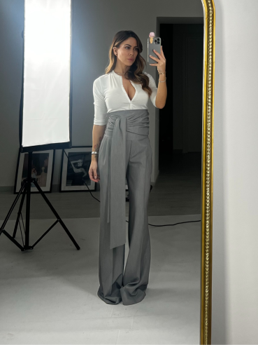 Pantalone palazzo fusciacca grigio