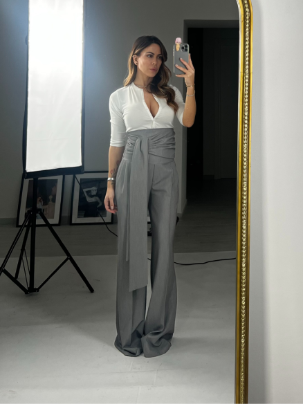 Pantalone palazzo fusciacca grigio Pantalone palazzo fusciacca grigio