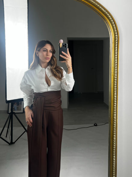 Pantalone palazzo con fusciacca grigio Pantalone palazzo con fusciacca grigio