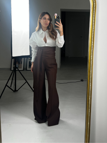 Pantalone palazzo con fusciacca grigio