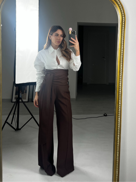 Pantalone palazzo con fusciacca grigio Pantalone palazzo con fusciacca grigio