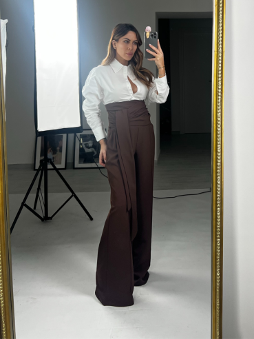 Pantalone palazzo con fusciacca grigio