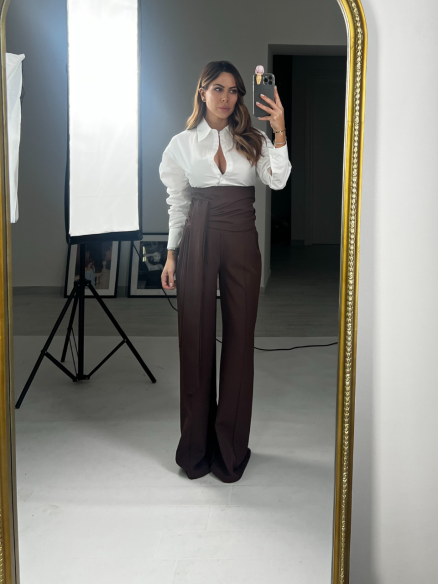 Pantalone palazzo con fusciacca grigio Pantalone palazzo con fusciacca grigio