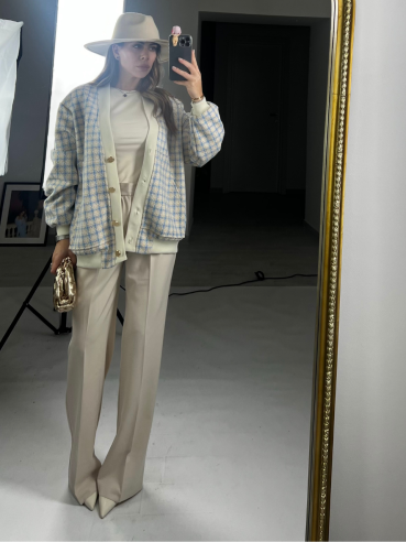 Cardigan tweed lumina celeste