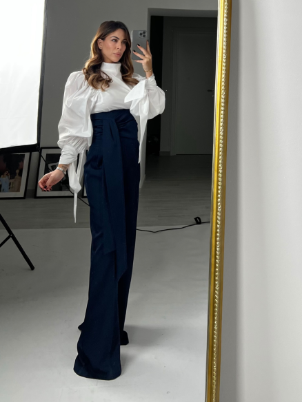 Pantalone palazzo fusciacca blu Pantalone palazzo fusciacca blu