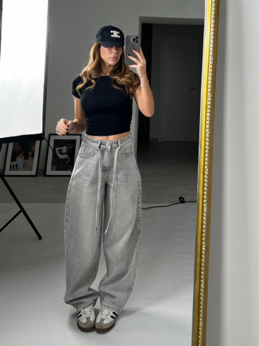 Jeans mom fit grigio 31819