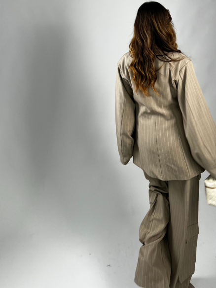 Tailleur Elsa gessato fango Tailleur Elsa gessato fango