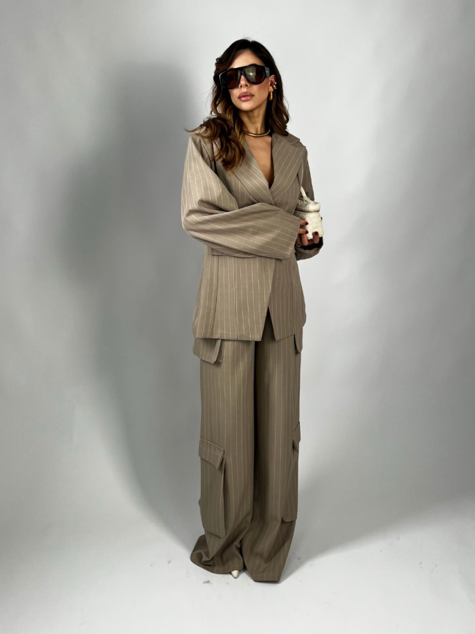 Tailleur Elsa gessato fango