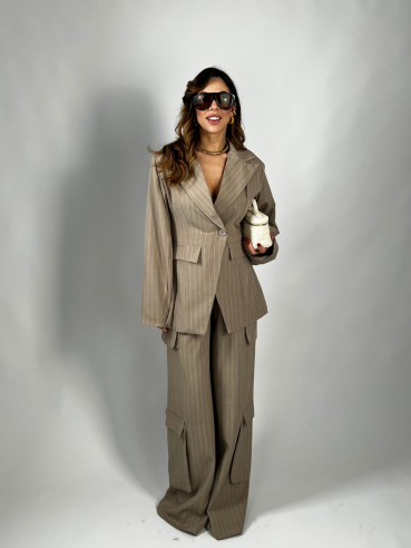 Tailleur Elsa gessato fango