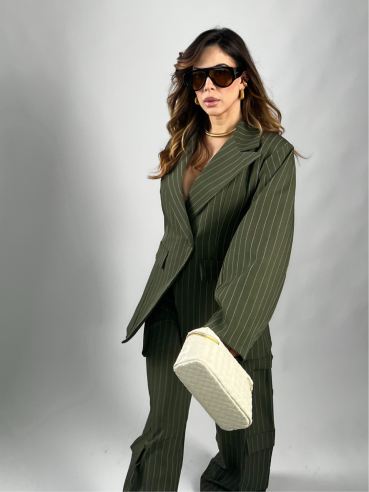 Tailleur Elsa gessato verde