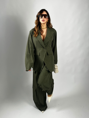 Tailleur Elsa gessato verde