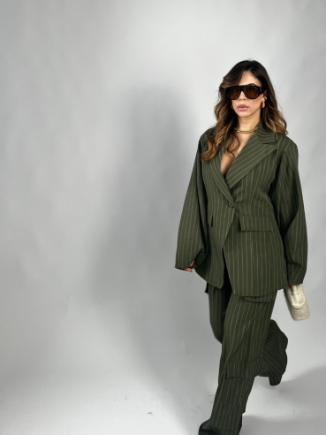 Tailleur Elsa gessato verde