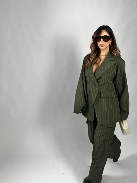 Tailleur Elsa gessato verde