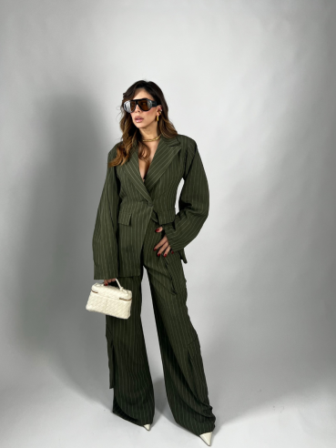 Tailleur Elsa gessato verde