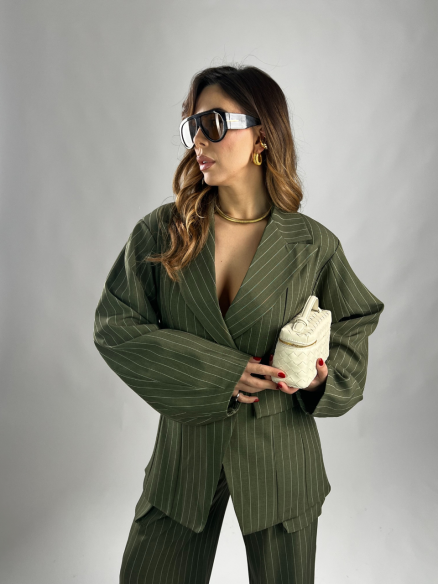 Tailleur Elsa gessato verde