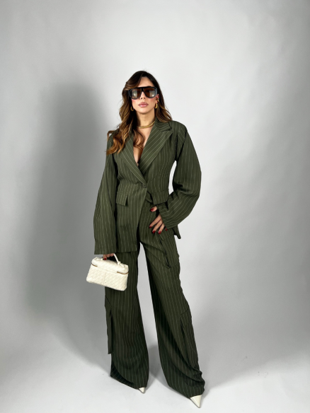 Tailleur Elsa gessato verde