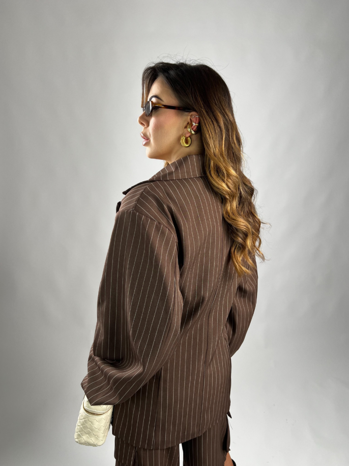 Tailleur Dora gessato marrone 2