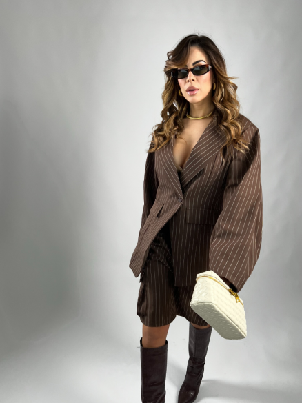 Tailleur Dora gessato marrone