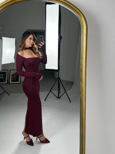 Midi Dress Lycra bordeaux