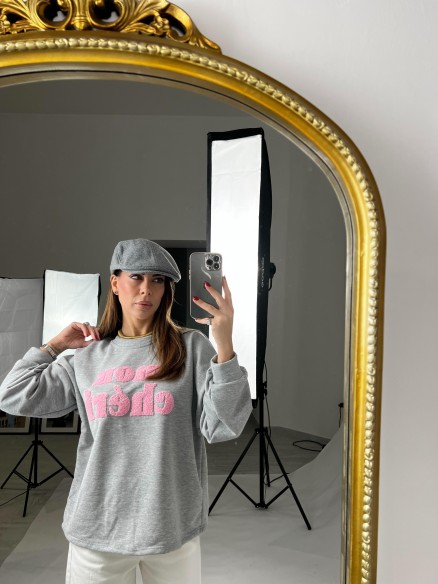 Felpa mon chéri grigia