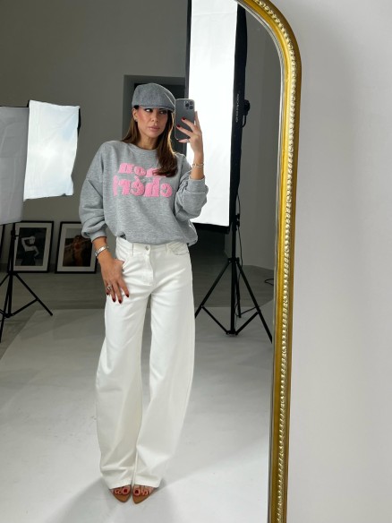 Felpa mon chéri grigia