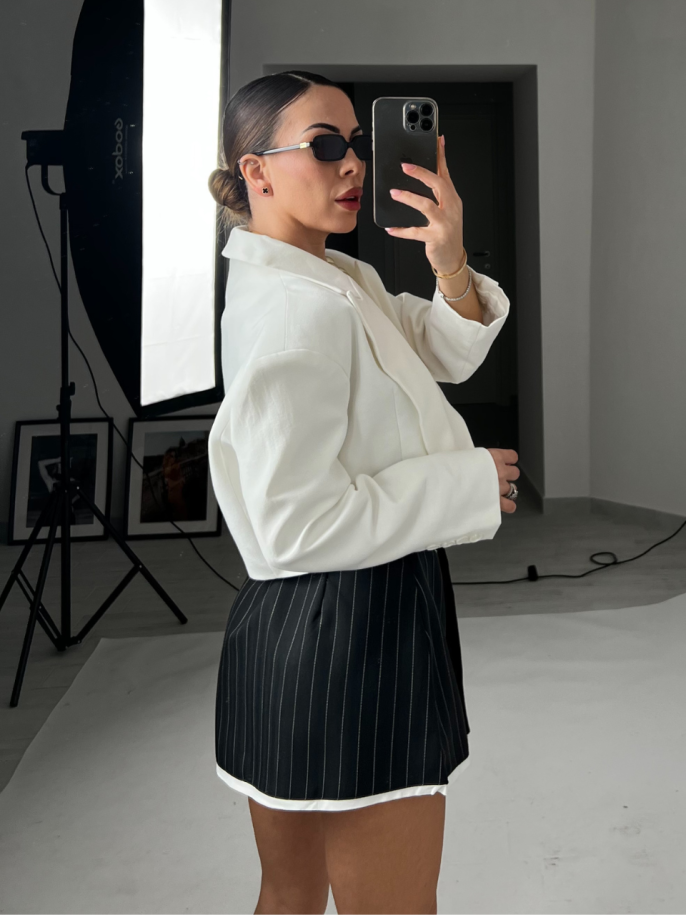 Blazer Céline Crop Bianco 2
