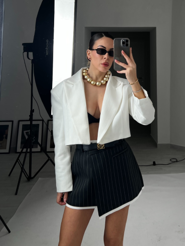 Blazer Céline Crop Bianco